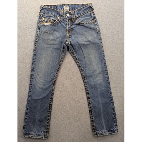 True Religion Jeans Mens 30 Straight Made in USA Distressed Zip Fly Horseshoe - Picture 1 of 16